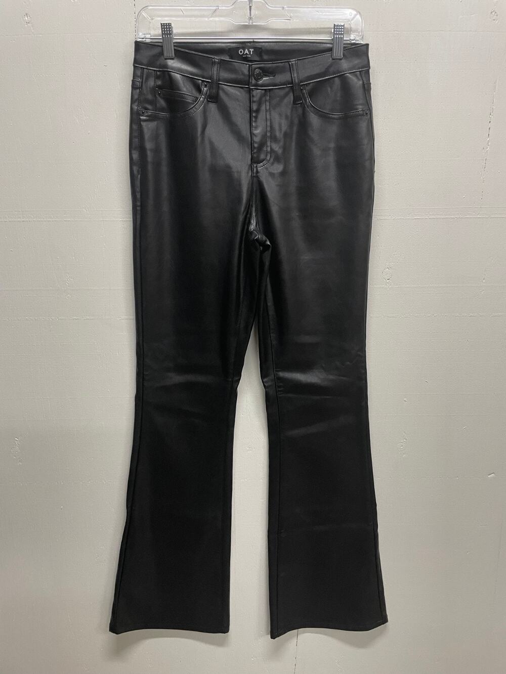 Oat New York Women's Black Faux Leather Pants Size 27 Tall - Flare Leg